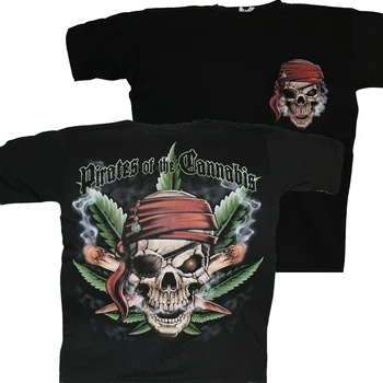 Футболка Pirate Skull Pirates of The Cannabis Marijuana Leaf Joint из 100% хлопка С Круглым вырезом и коротким рукавом, Повседневная Мужская футболка, Размер S-3XL