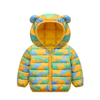 Хлопковая куртка для мальчиков и девочек, детская одежда, модная осенне-зимняя детская пуховая куртка с рисунком из мультфильма, Средняя