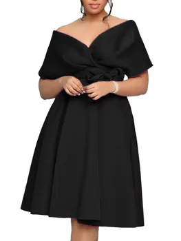 Элегантное модное Женское рабочее платье с V-образным вырезом и открытыми плечами, сексуальное вечернее платье на шнуровке, Африканская модная одежда, Летний халат Миди Белого цвета